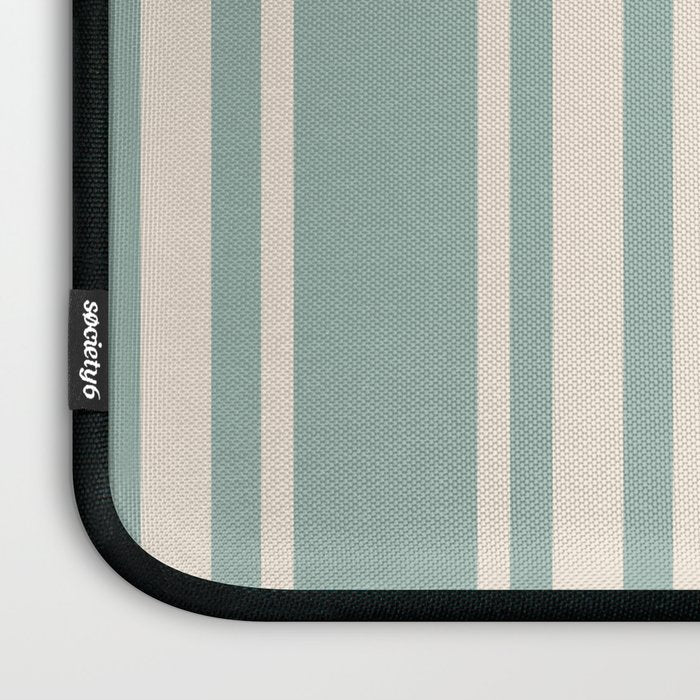 Mediterranean Ticking Stripe Sea Glass Sand Laptop Sleeve Gallery Image 3