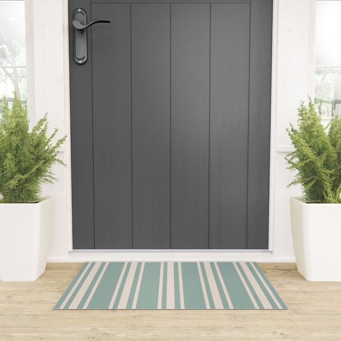 Mediterranean Ticking Stripe Sea Glass Sand Welcome Mat Gallery Image 3
