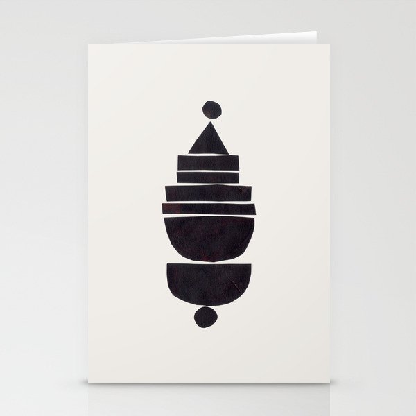 Black & White Minimalist Mid Century Paper collage Funky Black Ink Tribal Geometric by Ejaaz Haniff Stationery Card Gallery Image 2