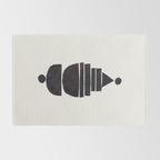 Black & White Minimalist Mid Century Paper collage Funky Black Ink Tribal Geometric by Ejaaz Haniff Rug Gallery Image 2