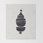 Black & White Minimalist Mid Century Paper collage Funky Black Ink Tribal Geometric by Ejaaz Haniff Throw Blanket Gallery Image 2