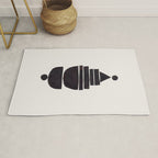 Black & White Minimalist Mid Century Paper collage Funky Black Ink Tribal Geometric by Ejaaz Haniff Rug Gallery Image 1