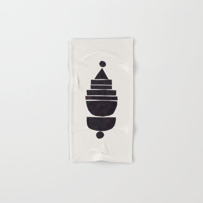 Black & White Minimalist Mid Century Paper collage Funky Black Ink Tribal Geometric by Ejaaz Haniff Towels Gallery Image 1