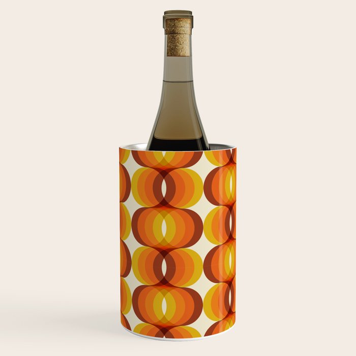 Orange, Brown, and Ivory Retro 1960s Wavy Pattern Wine Chiller Gallery Image 3