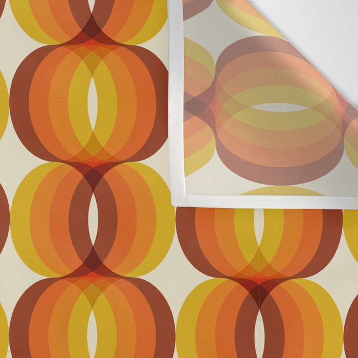Orange, Brown, and Ivory Retro 1960s Wavy Pattern Wall Tapestry Gallery Image 3