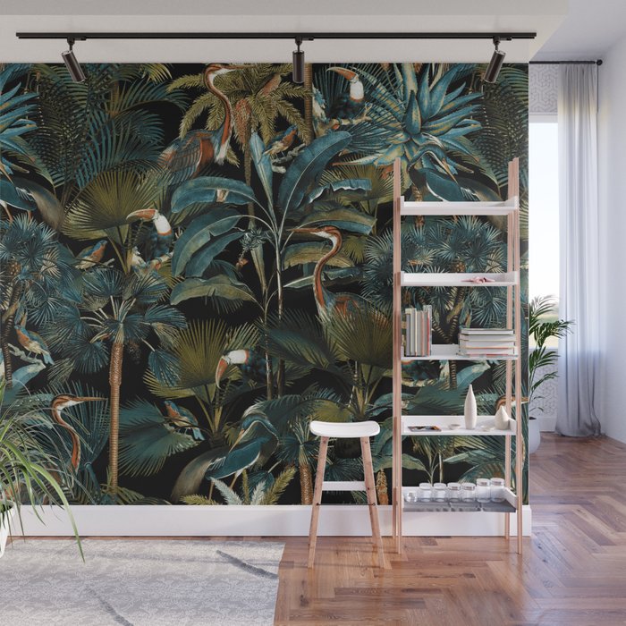 Jungle and Birds Wall Mural Gallery Image 1