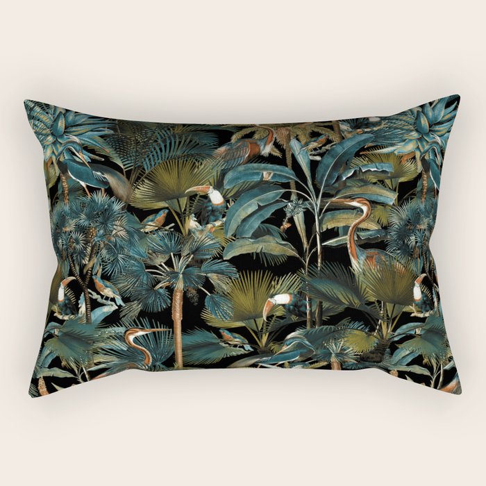 Jungle and Birds Rectangular Pillow Gallery Image 2