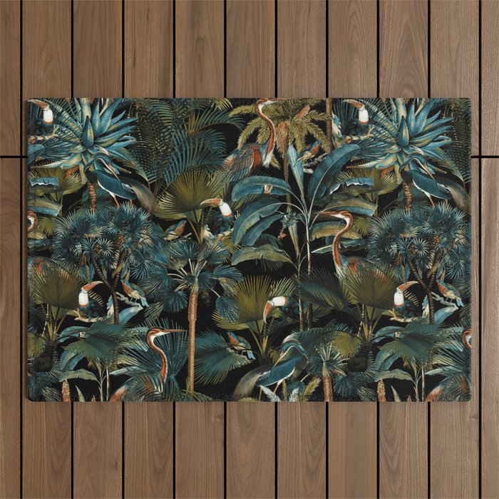 Jungle and Birds Outdoor Rug Gallery Image 1