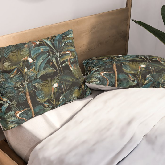 Jungle and Birds Pillow Sham Gallery Image 2
