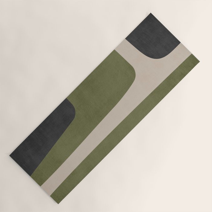 Abstract Minimalist Artwork Olive Green Black Yoga Mat Gallery Image 1