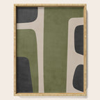 Abstract Minimalist Artwork Olive Green Black Serving Tray Gallery Image 1