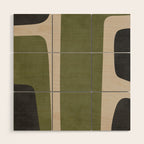 Abstract Minimalist Artwork Olive Green Black Wood Wall Art Gallery Image 1