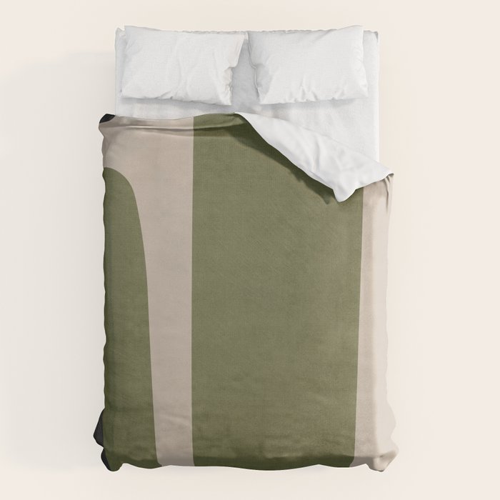Abstract Minimalist Artwork Olive Green Black Duvet Cover Gallery Image 6