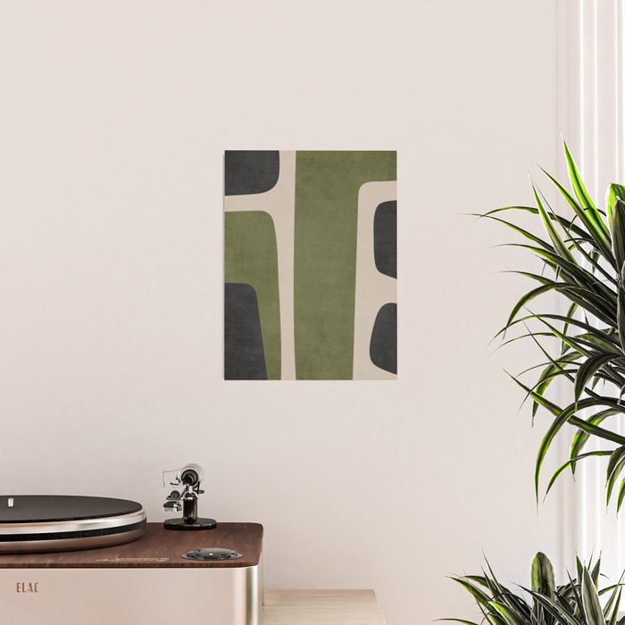 Abstract Minimalist Artwork Olive Green Black Poster Gallery Image 2