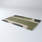 Abstract Minimalist Artwork Olive Green Black Rug Gallery Image 3