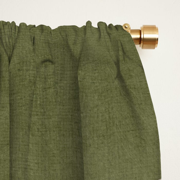 Abstract Minimalist Artwork Olive Green Black Window Curtain Gallery Image 2