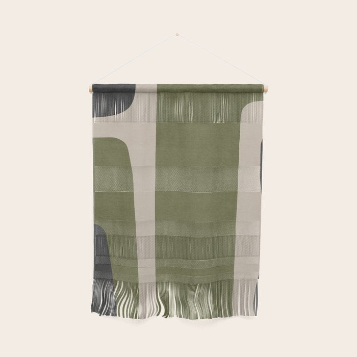 Abstract Minimalist Artwork Olive Green Black Wall Hanging Gallery Image 1