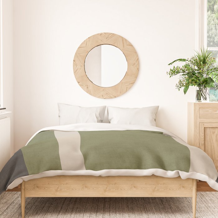 Abstract Minimalist Artwork Olive Green Black Duvet Cover Gallery Image 3