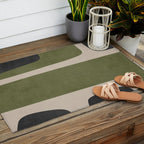 Abstract Minimalist Artwork Olive Green Black Outdoor Rug Gallery Image 2