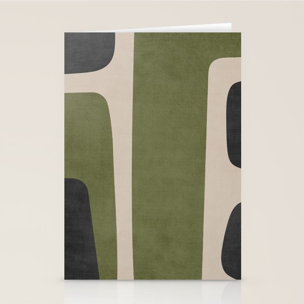 Abstract Minimalist Artwork Olive Green Black Stationery Card Gallery Image 1