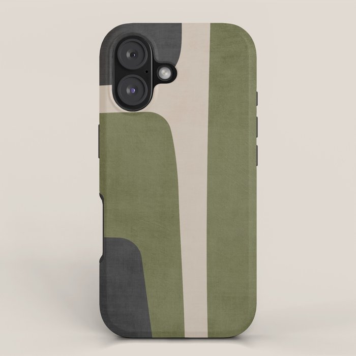 Abstract Minimalist Artwork Olive Green Black iPhone Case Gallery Image 1
