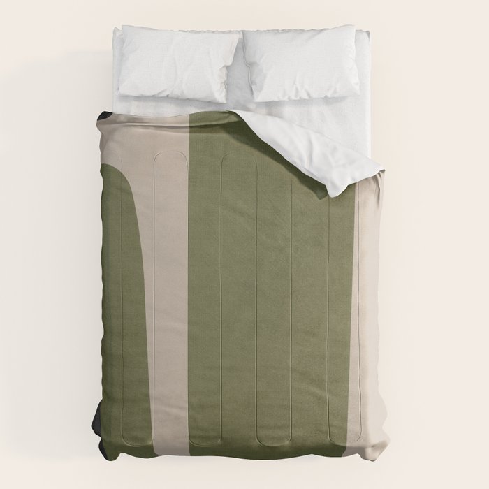 Abstract Minimalist Artwork Olive Green Black Comforter Gallery Image 6