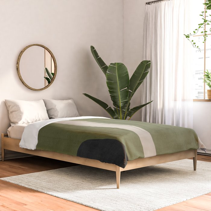 Abstract Minimalist Artwork Olive Green Black Comforter Gallery Image 2