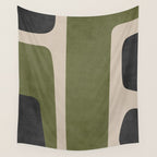 Abstract Minimalist Artwork Olive Green Black Wall Tapestry Gallery Image 4