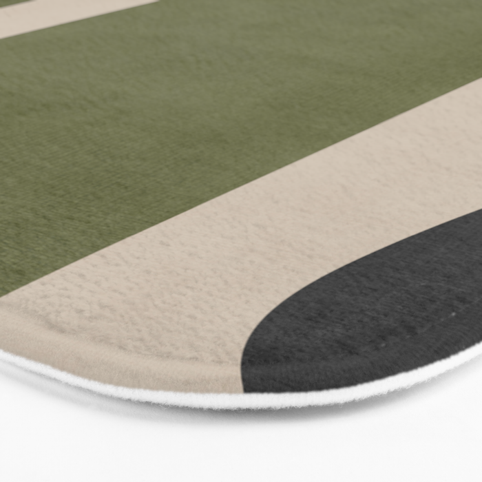 Abstract Minimalist Artwork Olive Green Black Bath Mat Gallery Image 3