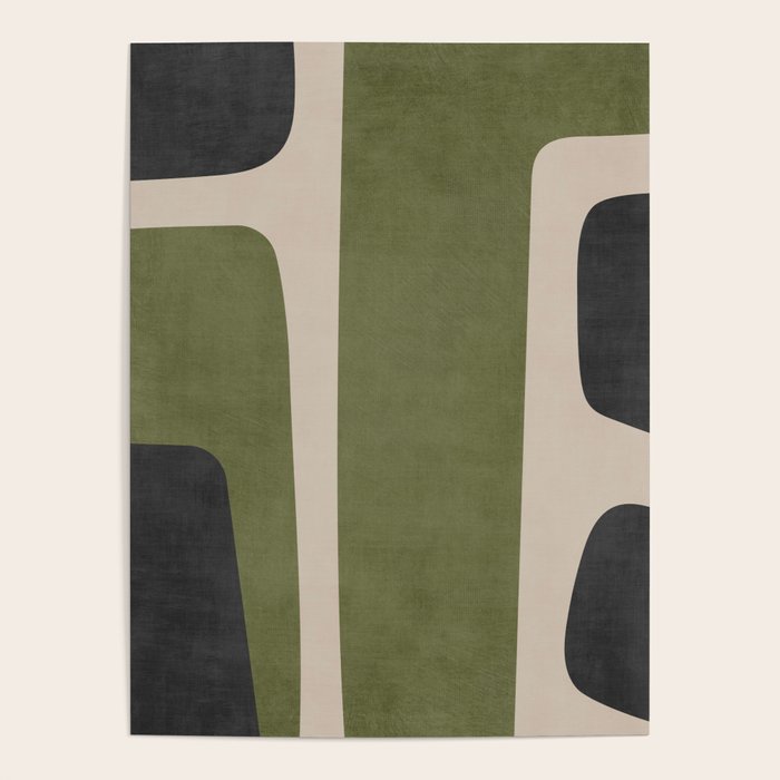 Abstract Minimalist Artwork Olive Green Black Poster Gallery Image 1