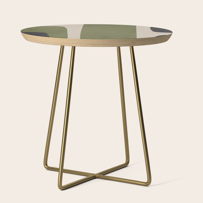 Abstract Minimalist Artwork Olive Green Black Side Table Gallery Image 1