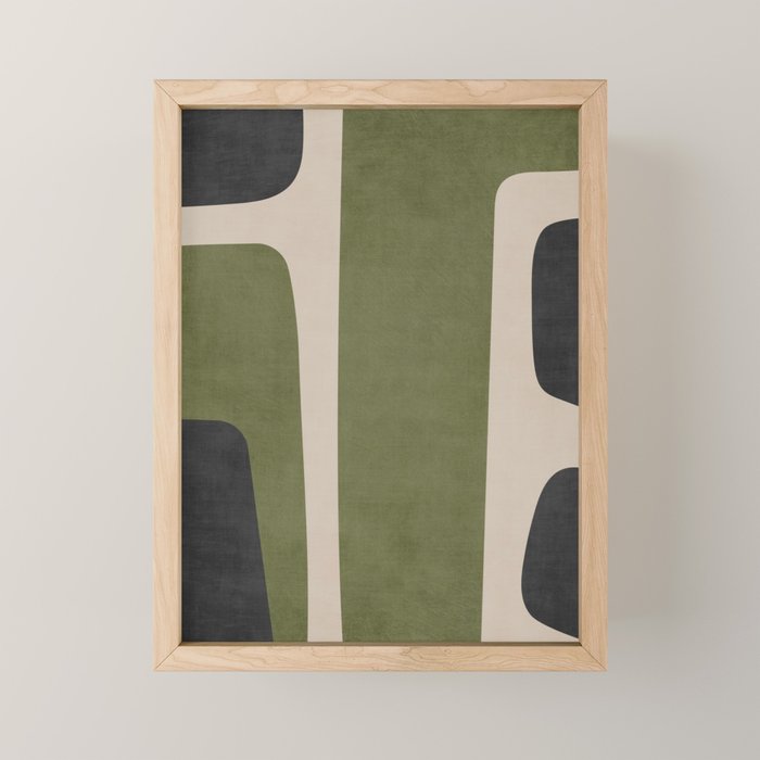 Abstract Minimalist Artwork Olive Green Black Mini Art Print Gallery Image 1