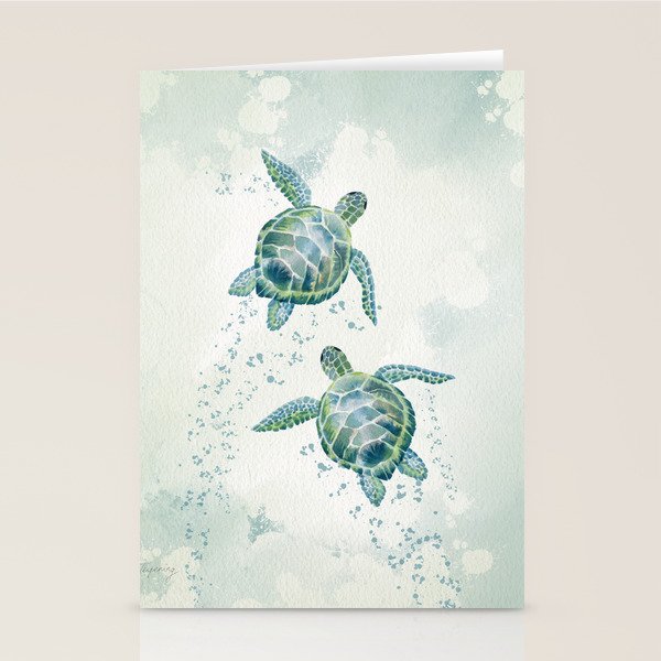 Two Sea Turtles  Stationery Card Gallery Image 1