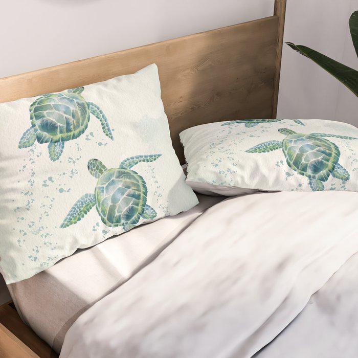 Two Sea Turtles  Pillow Sham Gallery Image 2