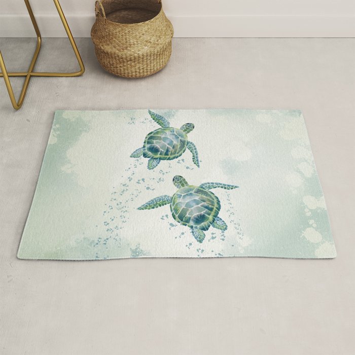 Two Sea Turtles  Rug Gallery Image 1