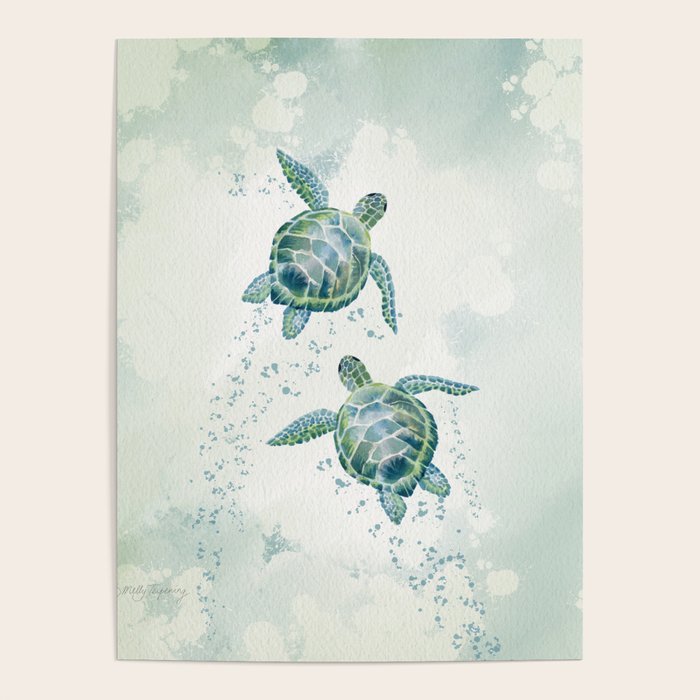 Two Sea Turtles  Poster Gallery Image 4