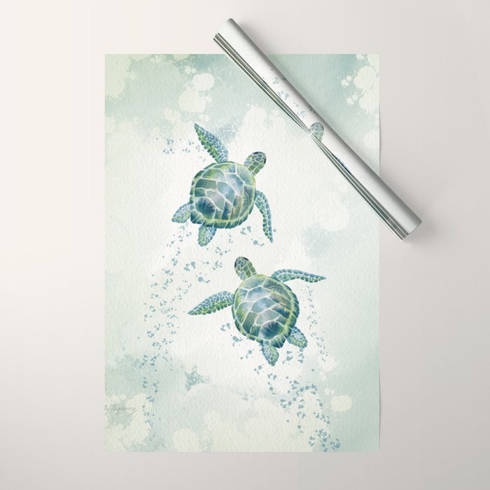 Two Sea Turtles  Wrapping Paper Gallery Image 1