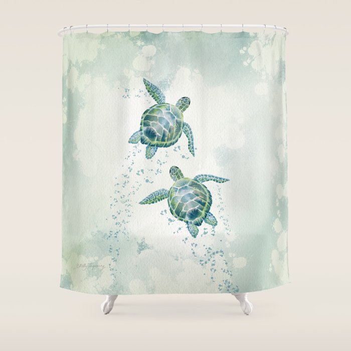 Two Sea Turtles  Shower Curtain Gallery Image 1