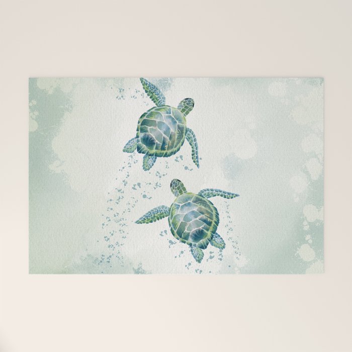 Two Sea Turtles  Welcome Mat Gallery Image 1