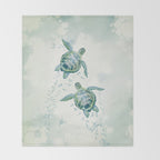 Two Sea Turtles  Throw Blanket Gallery Image 2