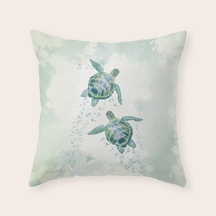 Two Sea Turtles  Throw Pillow Gallery Image 6