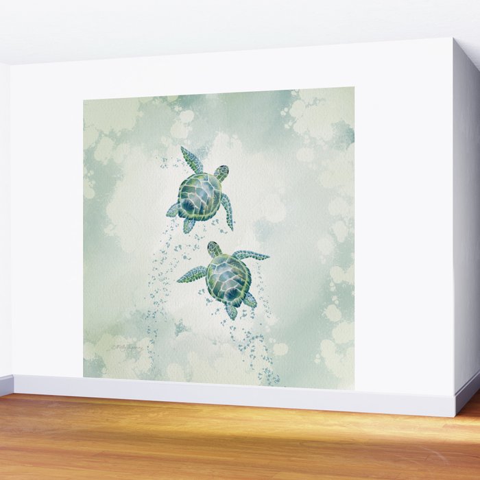 Two Sea Turtles  Wall Mural Gallery Image 2