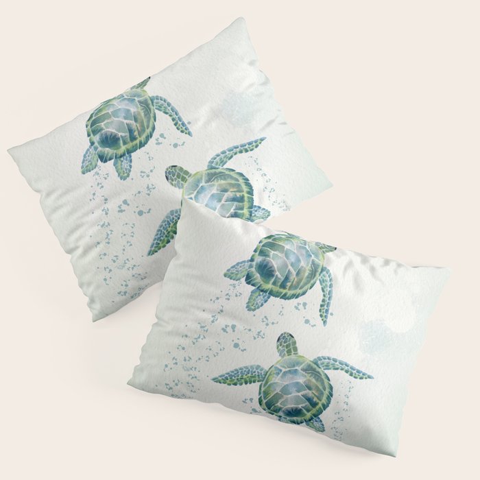 Two Sea Turtles  Pillow Sham Gallery Image 1