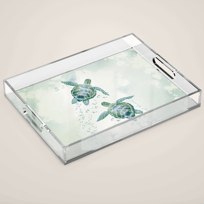Two Sea Turtles  Acrylic Tray Gallery Image 1