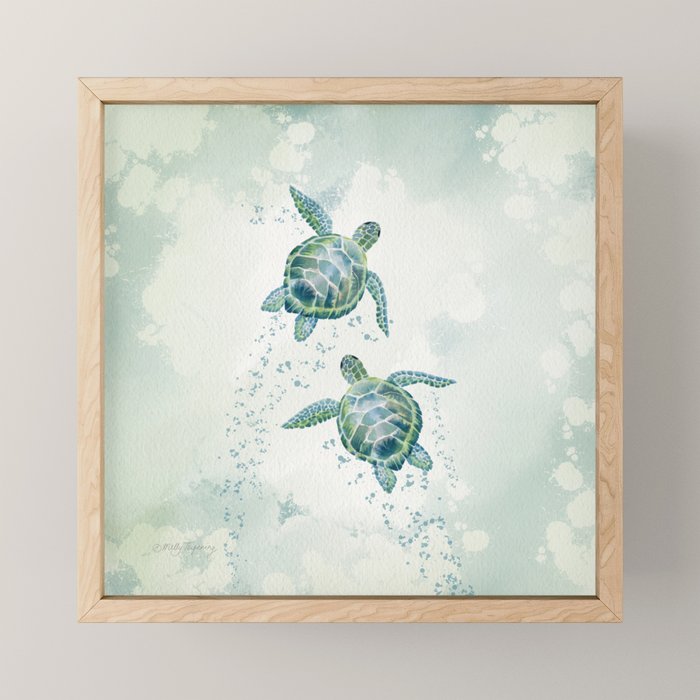 Two Sea Turtles  Mini Art Print Gallery Image 1