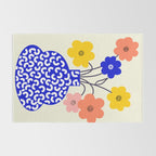 Inheritance, Flower Pot Botanical Floral, Eclectic Bohemian Concept Pop of Color, Dopamine Positivity Plants Nature Heredity Contemporary Rug Gallery Image 2