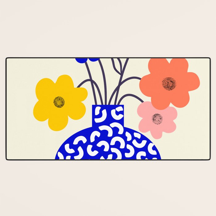 Inheritance, Flower Pot Botanical Floral, Eclectic Bohemian Concept Pop of Color, Dopamine Positivity Plants Nature Heredity Contemporary Desk Mat Gallery Image 3