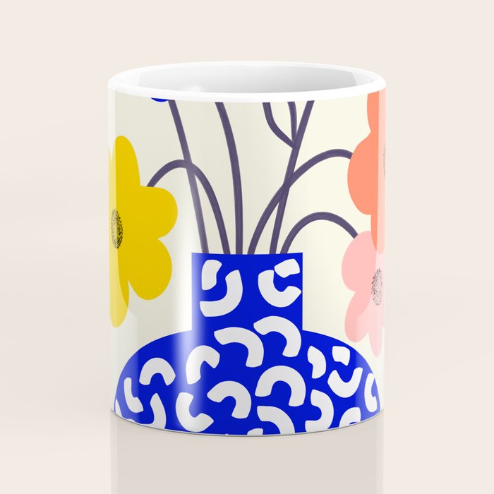 Inheritance, Flower Pot Botanical Floral, Eclectic Bohemian Concept Pop of Color, Dopamine Positivity Plants Nature Heredity Contemporary Coffee Mug Gallery Image 4