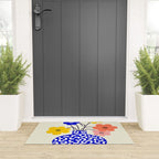 Inheritance, Flower Pot Botanical Floral, Eclectic Bohemian Concept Pop of Color, Dopamine Positivity Plants Nature Heredity Contemporary Welcome Mat Gallery Image 3
