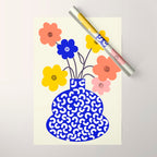 Inheritance, Flower Pot Botanical Floral, Eclectic Bohemian Concept Pop of Color, Dopamine Positivity Plants Nature Heredity Contemporary Wrapping Paper Gallery Image 1